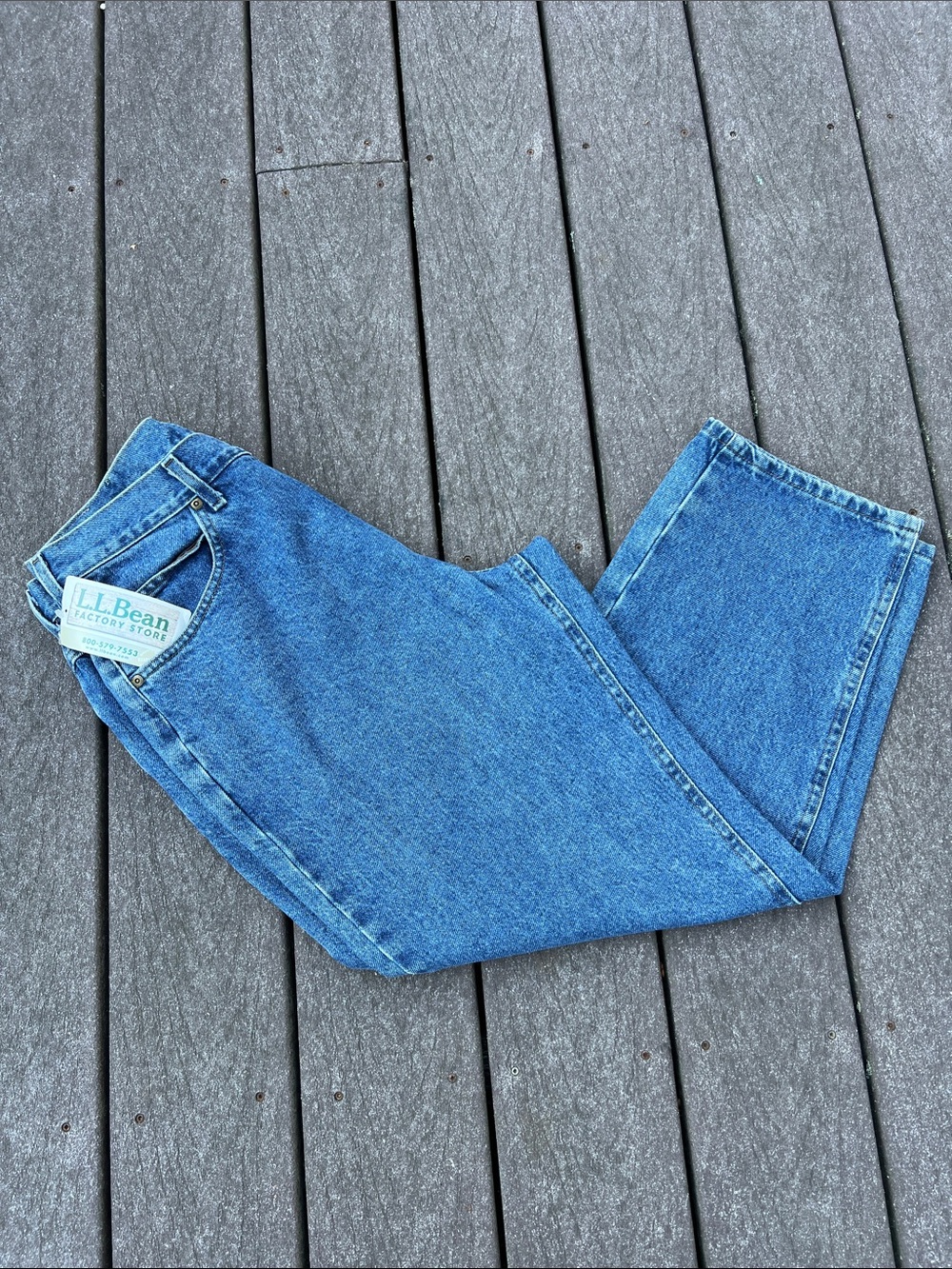 L.L. Bean Men's Relaxed Fit Stonewashed Blue Denim Jeans